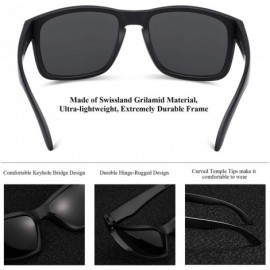 Square Polarized Sunglasses for Men Women Classic Trendy Stylish 100% UV Protection Sunglasses - Black Frame-green Lense - C7...