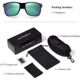 Square Polarized Sunglasses for Men Women Classic Trendy Stylish 100% UV Protection Sunglasses - Black Frame-green Lense - C7...