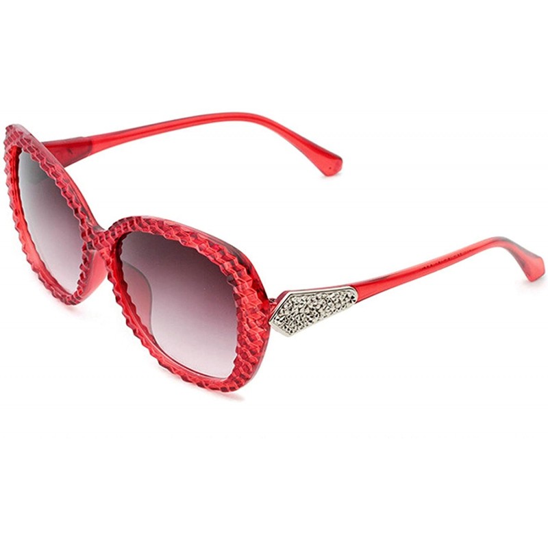 Sport Classic style Lattice Frame Sunglasses for Women Plate Resin UV 400 Protection Sunglasses - Red - CN18SZUGUG9 $18.45