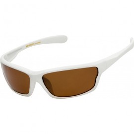 Sport Polarized Wrap Around Sports Sunglasses - White Matte Rubberized - Amber - CW18D0N2KQ7 $13.83