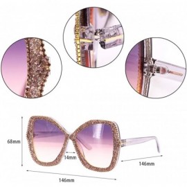 Square Vintage Cat Eye Diamond Crystal Sunglasses for Women Oversized Plastic Frame - White Diamond/Black Frame - CH18XSKM2Y0...