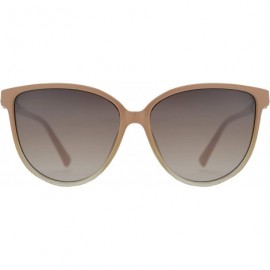 Cat Eye Womens Cat Eye Sunglasses with Flat Lens and Rhinestones UV Protection - Beige Fade + Light Brown Gradient - CB195EKG...