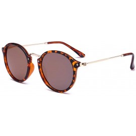 Round Vintage Classic Round Sunglasses Men Women Mirror Lens Thin Metal Temple Sun glasses - Tortoise/Brown - CN197NO5HMS $18.11
