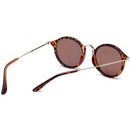 Round Vintage Classic Round Sunglasses Men Women Mirror Lens Thin Metal Temple Sun glasses - Tortoise/Brown - CN197NO5HMS $8.21