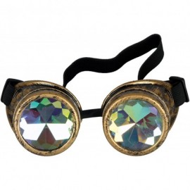 Goggle Retro Victorian Steampunk Goggles Rainbow Prism Kaleidoscope Glasses - Brass - CX18SS3KSSA $14.83