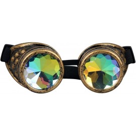 Goggle Retro Victorian Steampunk Goggles Rainbow Prism Kaleidoscope Glasses - Brass - CX18SS3KSSA $14.83