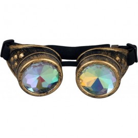 Goggle Retro Victorian Steampunk Goggles Rainbow Prism Kaleidoscope Glasses - Brass - CX18SS3KSSA $14.83