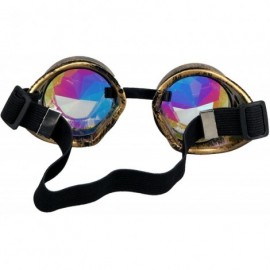 Goggle Retro Victorian Steampunk Goggles Rainbow Prism Kaleidoscope Glasses - Brass - CX18SS3KSSA $14.83