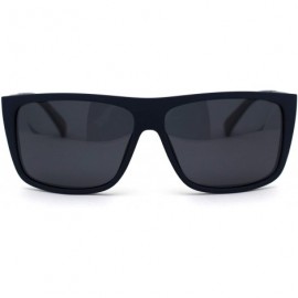 Rectangular Mens Classic Polarized Flat Top Mobster Rectangular Sunglasses - Navy Solid Black - CK192WZYHOR $13.62