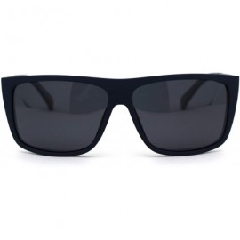 Rectangular Mens Classic Polarized Flat Top Mobster Rectangular Sunglasses - Navy Solid Black - CK192WZYHOR $13.62