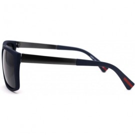Rectangular Mens Classic Polarized Flat Top Mobster Rectangular Sunglasses - Navy Solid Black - CK192WZYHOR $13.62