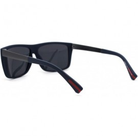 Rectangular Mens Classic Polarized Flat Top Mobster Rectangular Sunglasses - Navy Solid Black - CK192WZYHOR $13.62