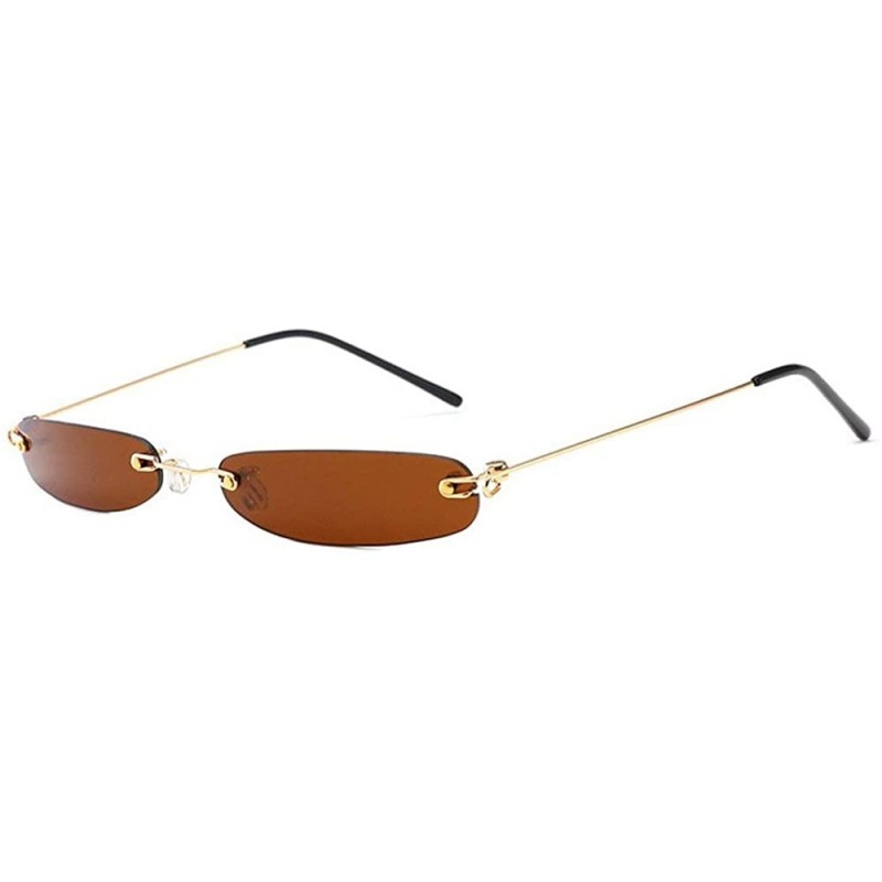 Rimless Super Small Fashion Chic Rimless Sunglasses 2018 Design HD Candy Color Clear Lens - Brown - CG18RLZACTR $9.95