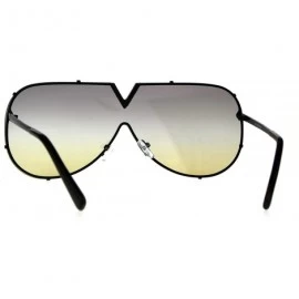 Rimless V Top Oversized Sunglasses Designer Style Shield Aviators UV 400 - Black (Grey Orange) - CF18996D3N6 $14.74