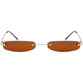 Rimless Super Small Fashion Chic Rimless Sunglasses 2018 Design HD Candy Color Clear Lens - Brown - CG18RLZACTR $9.95