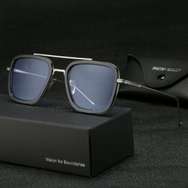 Square Retro Sunglasses Tony Stark SunGlasses Square Eyewear Metal Frame for Men Women Downey Sunglasses 1 1 Size - C318ZGN9R...