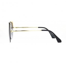 Cat Eye Womens Exposed Edge Round Cat Eye Brown Half Rim Sunglasses - Gold Black - CA18N8MQM56 $11.20