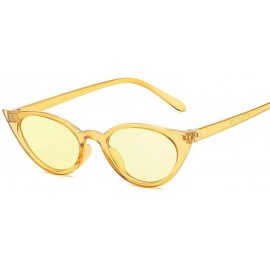 Round Cateye Women Sunglasses Classic Retro Vintage Oval Sunglasses For Women Eeywear UV400 - Yellow - CA199QCUT7Q $9.98
