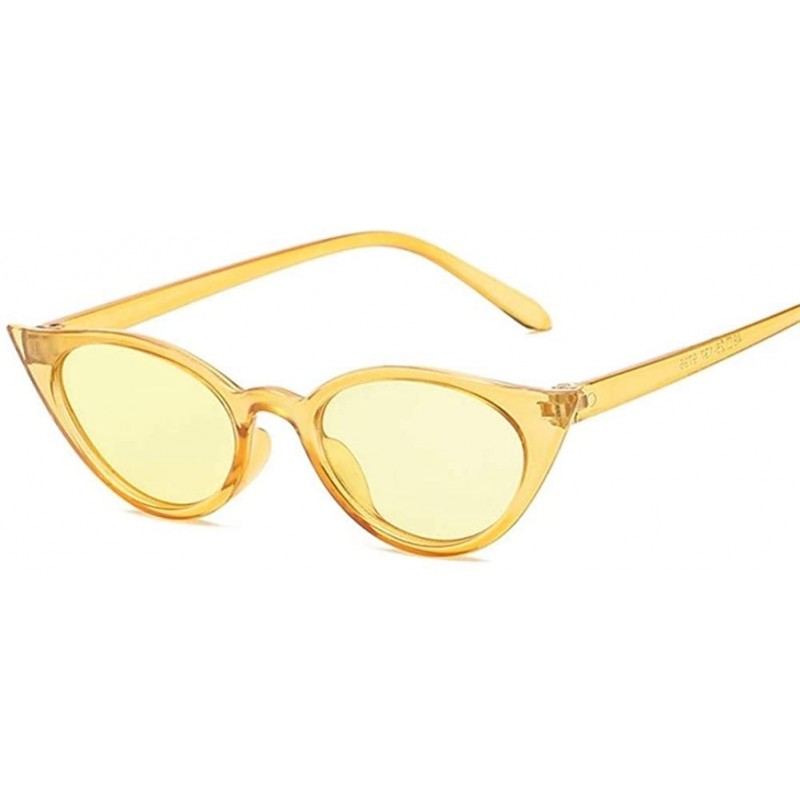 Round Cateye Women Sunglasses Classic Retro Vintage Oval Sunglasses For Women Eeywear UV400 - Yellow - CA199QCUT7Q $9.98