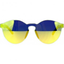 Round Unique Flat Solid Panel Lens Horn Keyhole Mirror Sunglasses - Yellow - CB187KZSKH0 $27.09