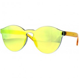 Round Unique Flat Solid Panel Lens Horn Keyhole Mirror Sunglasses - Yellow - CB187KZSKH0 $16.53