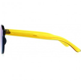Round Unique Flat Solid Panel Lens Horn Keyhole Mirror Sunglasses - Yellow - CB187KZSKH0 $16.53