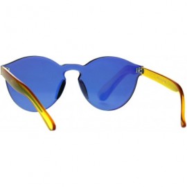 Round Unique Flat Solid Panel Lens Horn Keyhole Mirror Sunglasses - Yellow - CB187KZSKH0 $16.53