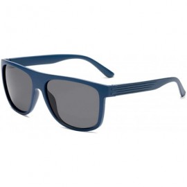Semi-rimless Polarized Lens Vintage Square Frame Sport Driving Cycling Sunglasses For Men Women - Blue - CI18YE98XWQ $31.29