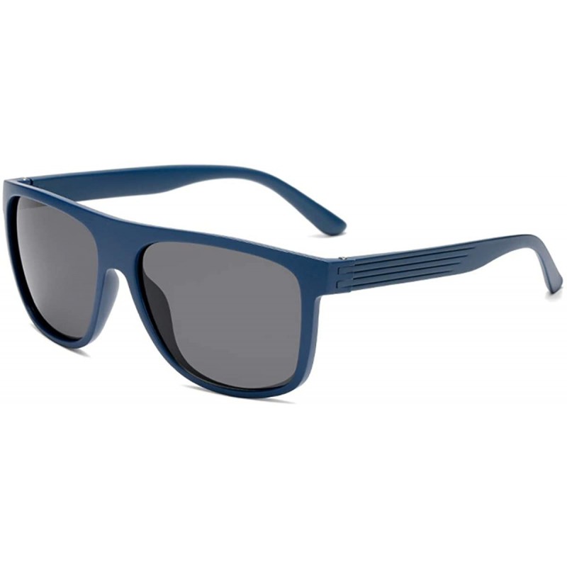 Semi-rimless Polarized Lens Vintage Square Frame Sport Driving Cycling Sunglasses For Men Women - Blue - CI18YE98XWQ $18.36