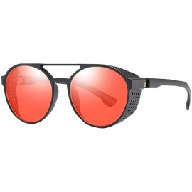 Round Steampunk Retro Round Sunglasses - UV400 Glasses for Men and Women - Black+red - C718U0WY033 $17.98