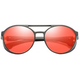 Round Steampunk Retro Round Sunglasses - UV400 Glasses for Men and Women - Black+red - C718U0WY033 $7.29