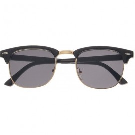 Semi-rimless Classic Iconic Retro Classic Style Half Frame Horn Rimmed Sunglasses - Black/Gold - CQ119NRM1NH $22.41