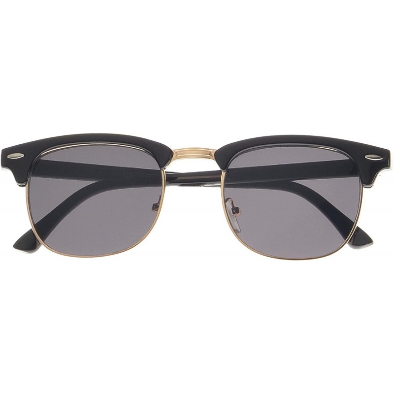 Semi-rimless Classic Iconic Retro Classic Style Half Frame Horn Rimmed Sunglasses - Black/Gold - CQ119NRM1NH $21.17