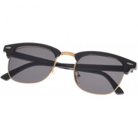 Semi-rimless Classic Iconic Retro Classic Style Half Frame Horn Rimmed Sunglasses - Black/Gold - CQ119NRM1NH $21.17