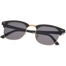 Semi-rimless Classic Iconic Retro Classic Style Half Frame Horn Rimmed Sunglasses - Black/Gold - CQ119NRM1NH $7.72