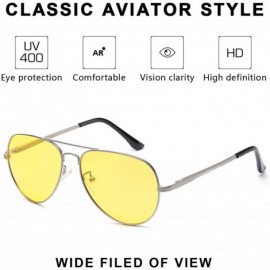 Aviator Men Aviator Night Vision Glasses for Driving Clear Sight Rainy/Clondy/Nitgttime - CA18YZL3EZ7 $22.38