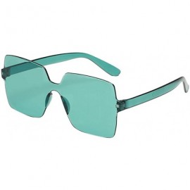 Square Heart Shaped Rimless Sunglasses Transparent Candy Color Frameless Resin Lens Glasses for Men and Women - Green - CS199...