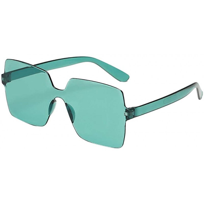 Square Heart Shaped Rimless Sunglasses Transparent Candy Color Frameless Resin Lens Glasses for Men and Women - Green - CS199...