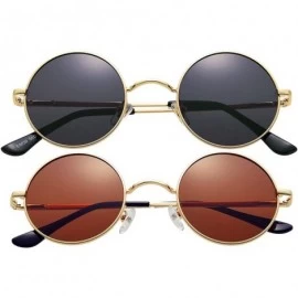 Round 2-Pack John Lennon Style Round Sunglasses for Men Women Polarized Small Circle Sun Glasses - C4192EEOGNW $29.97