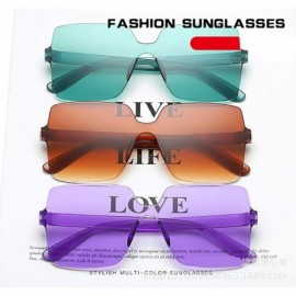 Square Heart Shaped Rimless Sunglasses Transparent Candy Color Frameless Resin Lens Glasses for Men and Women - Green - CS199...