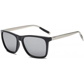 Square Men Women UV400 Eyewear Retro Style Casual Square Shape Sunglasses Sunglasses - Black Silver - C419642QAIE $15.09