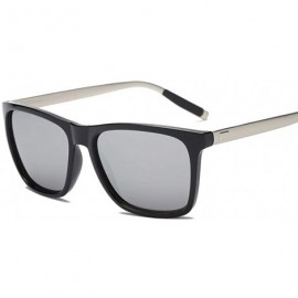 Square Men Women UV400 Eyewear Retro Style Casual Square Shape Sunglasses Sunglasses - Black Silver - C419642QAIE $15.09