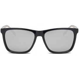 Square Men Women UV400 Eyewear Retro Style Casual Square Shape Sunglasses Sunglasses - Black Silver - C419642QAIE $15.09