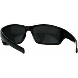 Rectangular Mens Biker Sunglasses Classic Rectangular Wrap Around Shades UV 400 - Black - CP189KANIZG $13.63