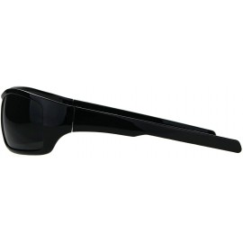 Rectangular Mens Biker Sunglasses Classic Rectangular Wrap Around Shades UV 400 - Black - CP189KANIZG $13.63