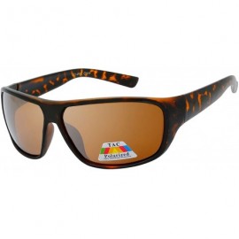 Wrap Men's Model 214 Designer Fashion Polarized Sunglasses - Brown - CF18U42SIKN $13.45