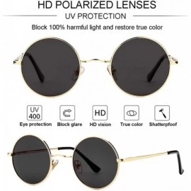 Round 2-Pack John Lennon Style Round Sunglasses for Men Women Polarized Small Circle Sun Glasses - C4192EEOGNW $29.97