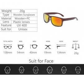 Sport Classic Retro Sport Flash Mirror Wood Sunglasses UV400 - Brown/Red - CS12IYUWSFJ $24.49