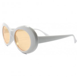 Oval NIRVANA Kurt Cobain Inspired Mens Womens Oval Sunglasses Frame Lens - White & Orange - CJ18SZ6ET6U $25.38