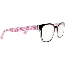 Square Stylish Readers Large Big Square Clears Lens Check Patterns Reading Glasses +1.00 ~ +4.00 - Pink - C5188NETWXZ $8.76